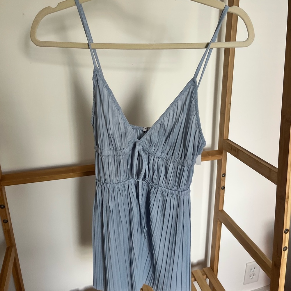 Light Blue Pleated Zara shirt NWT